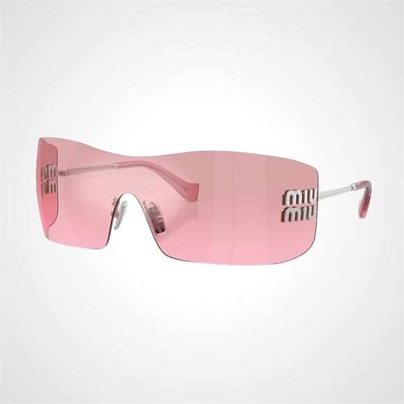 Miu Miu Accessories - New MIU MIU Sunglasses Aube Silver Pink Mirror Rimless Wrap Authentic Womens
